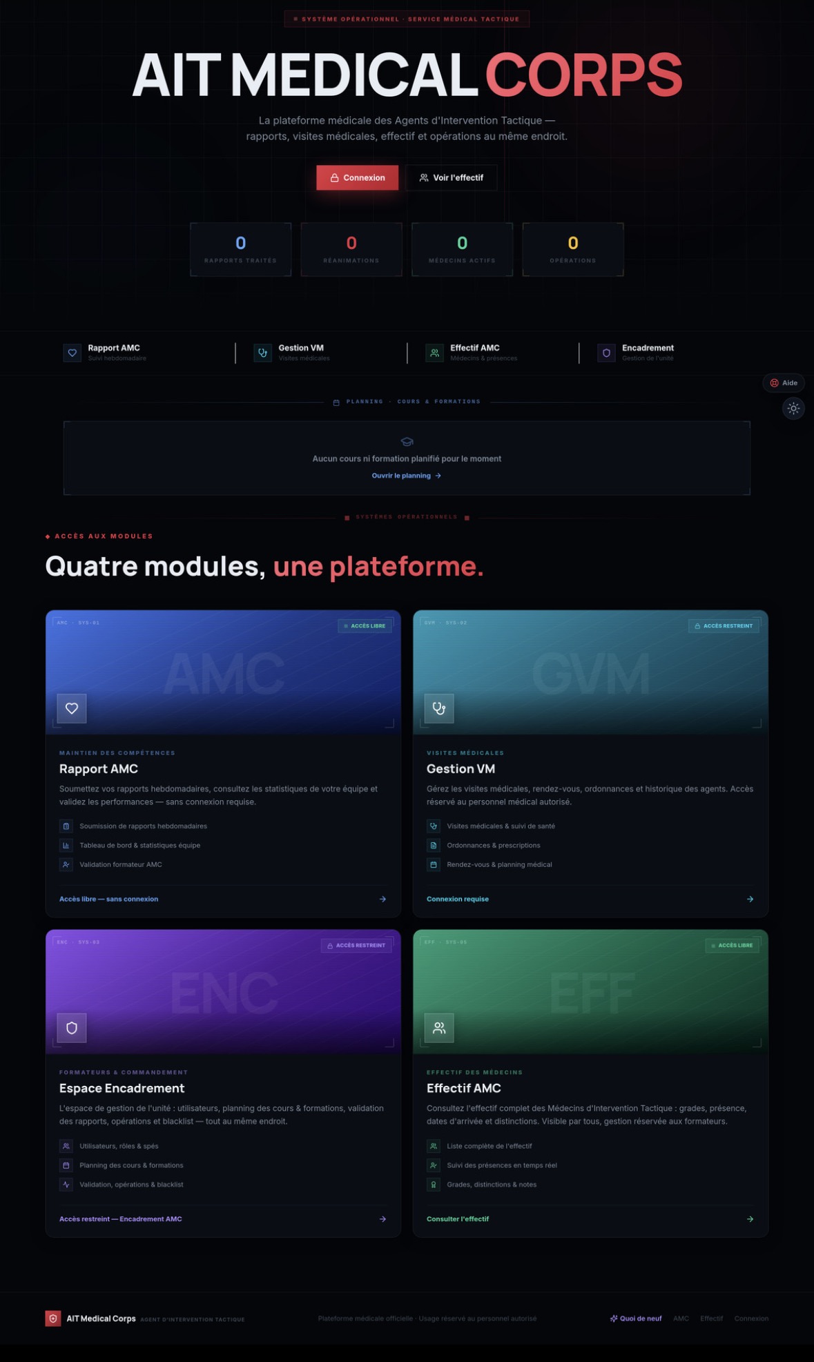 Capture du site AIT Medical Corps — Gestion VM