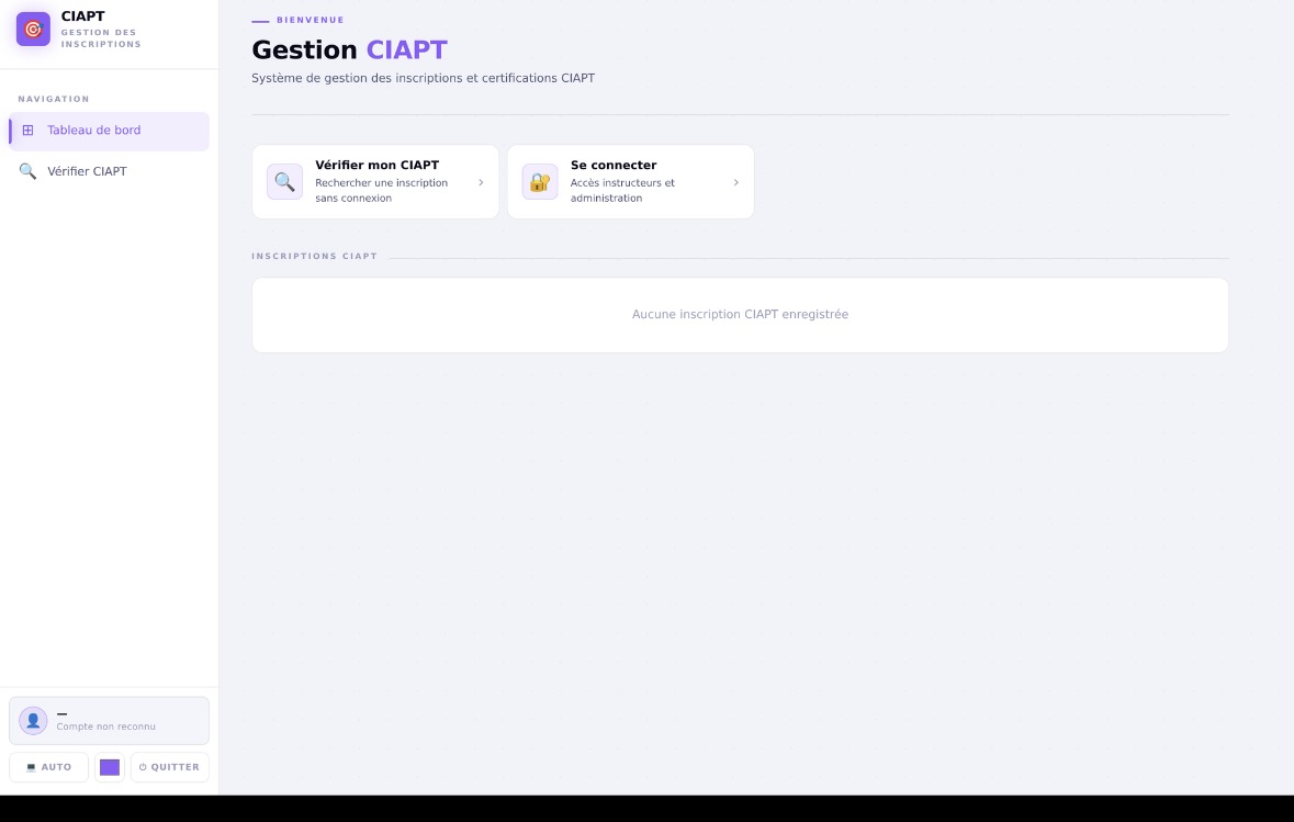 Capture du site Gestion CIAPT